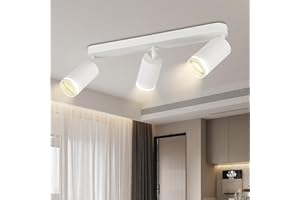 CHENBEN Lámpara de techo LED con 3 focos orientables GU10,Focos LED Techo con Rotación Horizontal de 350° y vertical de 90°,Lampara Focos Techo para Pasillos Dormitorio Comedores,Sin Bombilla,Blanco