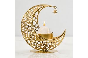 Bustlwor Värmeljushållare Moon, måne, ljushållare, för Ramadan bröllop, vardagsrum, modern gyllene dekoration