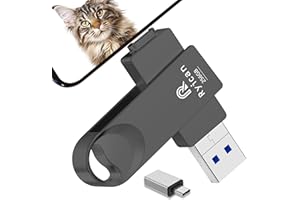 [Senza APP] Chiavetta USB per lPhone,Ryican 256GB Memoria Esterna Pendrive USB C 3.0 Chiavetta per lPhone per scaricare foto 4 in 1 Photostick per iOS/Smartphone/Pad/Android/PC/Tablet,Nero
