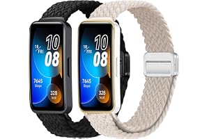 Harikiri 2-pack vävda magnetiska band kompatibla med Huawei Band 8/9/10 för män och kvinnor, andas, justerbar, (flerfärgad)