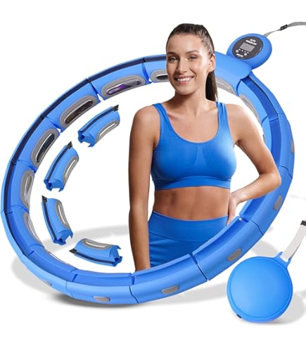 Gymside Hoopside Pro Original - Leiser Smart Hula Hoop, Fällt Nicht herunter, geeignet für Anfänger, Hula Hoop zum abnehmen und fit Werden, mit Massagenoppen,18 abnehmbare Glieder (Blau