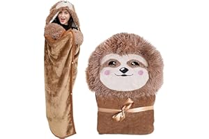 iyoimono Kuscheldecke mit Ärmeln Dunkelbraun Faultier super Soft Flauschige Couchdecke warme Ärmel-Fleecedecke weiche Tagesdecke Wohndecke Sofa Decke Geburtstag Geschenk