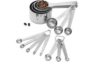 ESIE HOUZIE 16-Piece Measuring Cups and Spoons Set, Stainless Steel Measuring Cups Metal Measuring Spoons Tad Dash Pinch Smidgen Drop Mini Measuring Spoons for Measuring Kitchen Liquid Dry Ingredients