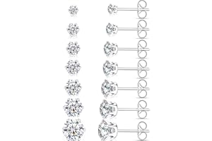 BROGTORL Boucles doreilles Femme Homme Argent Or Noir 14Pcs diamant Brillante Boucle d'oreilles 18ct Or Argent Noir en Acier Titane pour Femmes Hommes Filles, 7 Paires Clous D'oreilles Tailles 2 à 8 mm