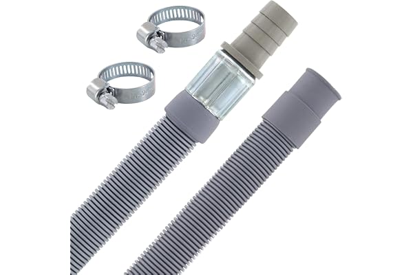 DL-pro Rallonge de tuyau de vidange - 1 m - Diamètre : 19/19-22 mm - Avec collier de serrage universel - 20 °C à + 90 °C - Pour lave-vaisselle et machine à laver