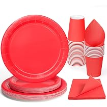 Set Stoviglie Festa Rosso E Bianco – 61 Pezzi Per 20 Ospiti, Incluse Tovaglia, Piatti, Bicchieri E Tovaglioli
