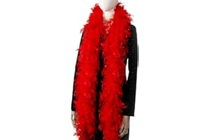 Larryhot 60g Red Feather Boa - 2 Yards Turkey Boa Feathers for Party Bulk,Christmas,Wedding Centerpieces,Costume,Concert,Pet and Home Decoration (Red)