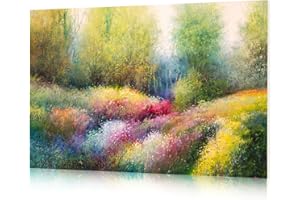 KUCHOOW Acoustic Panels Self-adhesive, 48"x32"x0.4", Pictures for living room, Bedroom, Home/Office/Dining room Decorations, Sound Absorption, 8 Pcs, Spring Meadow