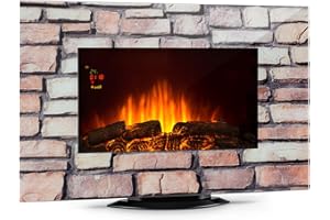 KLARSTEIN Colmar Stone Edition - Chimenea eléctrica, Efecto flamígero, Llamas LED, 7 Colores, 1000/2000W, Temporizador, Control Remoto, Pie Soporte o Montaje en Pared, Frontal Vidrio, Gris