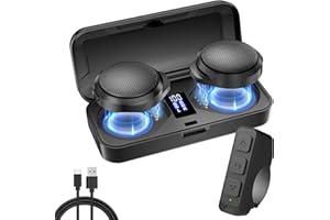 OBEST Auriculares Casco Moto Bluetooth 5.3, Verdaderos Auriculares Inalámbricos Manos Libres para Llamadas con Estuche de Carga y asa de Control Remoto, Adecuados para Equitación, Esquí, Escalada, etc