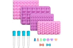 OVISEEN Molde de Silicona para Caramelos en Forma de Corazón - 4 Unidades | Moldes Reutilizables para Chocolates, Gominolas Caseras y Repostería Creativa | Material Seguro y Antiadherente