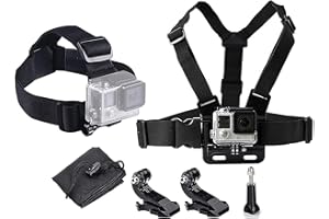 LONDON FAB StylishDevice Action Camera Strap + J-Hook, Thumbscrew & Drawstring Storage Bag. Compatible with GoPro and all action cameras (Chest Harness + Head Harness)