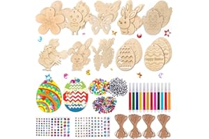 TOPRUNYI Pendente Pasquale in Legno,264 Pezzi Pasqua decorazioni in legno,artigianato in legno di pasqua,Per feste,Festival,decorazioni pasqual,Uova Pasquali da Appendere