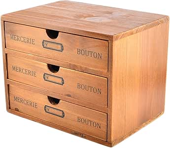 Schubladenboxen, iTECHOR Schubladenbox Holz 3-Schubladen Aufbewahrungs