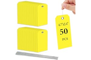 ‎FLINTRONIC Flintronic 50 Stück Wasserdichte Versandetiketten aus Kunststoff, Beschreibbare Hängeetiketten, Wiederverwendbar Versandanhänger, zum Beschriften und Identifizieren, für Schlüssel,Gepäck(Gelb)