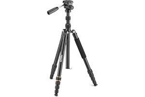 National Geographic Travel Kit Treppiede Video con Monopiede, Alluminio, Gambe 5 Sezioni, Twist Lock, Borsa Trasporto, Carico Max 6 kg, Testa a Sfera, Sblocco Rapido, Canon, Nikon, Sony, NGTRV005T