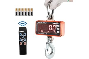 Bonvoisin Digital Crane Scale Industrial Heavy Duty Hanging Scale with Remote Control Portable Electronic Weighing Crane Scale 5-Digit LED Display CE Certified (Orange,1000kg)