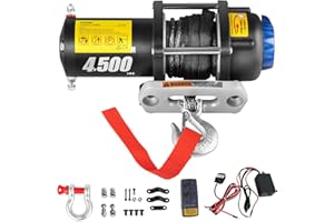 VEVOR Elektrische Seilwinde 12 V Winde 2132 kg Tragfähigkeit 2 KW Motor mit 13 m Synthetikseil & 2 Fernbedienung für Autos Boote Lastwagen Jeeps umgebaute Fahrzeuge Mehrzweck-Anhänger