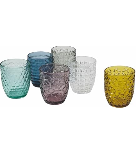 Coffret De 6 Verres à Eau En Pâte De Verre Soufflé 330 Ml VdE Tivoli 1996 Cancun Marea