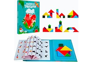 ALPESU KIDS – Tangram magnetisch für Kinder ab 3 Jahren – Montessori IQ Spiele & Lernspielzeug im Buchformat – Beschäftigung für Autofahrt & Reisen – Magnetspiel & kreatives Puzzle