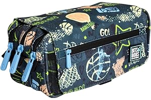 PRACTICOFFICE Estuche Portatodo Triple Design de Amplios Apartados Interiores con Cremallera Individual para Material Escolar y Viaje (Streetball)