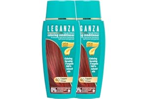 Leganza Bálsamo Colorante Natural para el Cabello Color Cobre Rojizo Nº 40 | Pack de 2 Tintes Sin Amoniaco | Enriquecidos con 7 Aceites Naturales | 2 x 150 ml