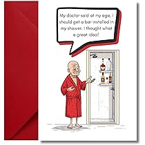 Funny 'Drinks Bar In Shower' Birthday Card For Men & Women - Cheeky Humor Blank Inside