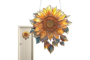 TUXXJZM Suncatchers - Atrapasueños acrílicos con forma de girasol, para colgar vidrieras, decoración de ventana acrílica de girasol, adornos colgantes de árbol para patio, jardín, adorno acrílico para ventana