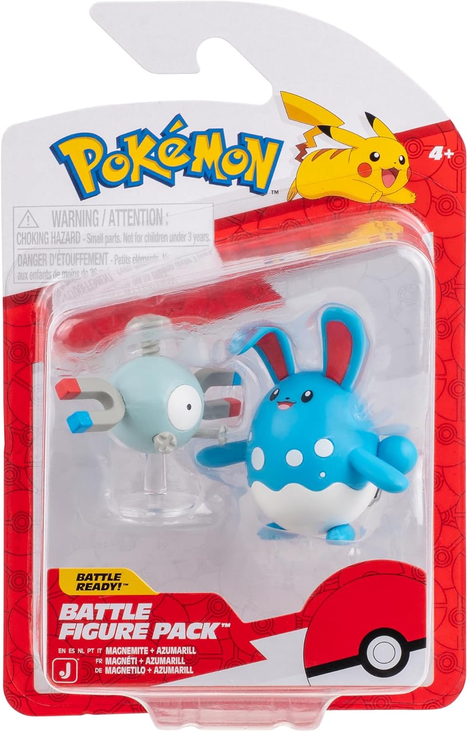 Pokémon - Figura de Combate, magnemita y azumarilla, Compatible con Clip N Go Pokemon Toy Oficial para niños 3+