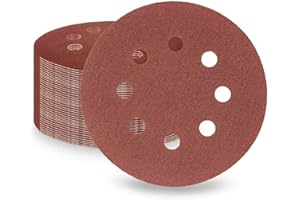 LESNIC 125mm Sanding Discs 50 pcs, 60 Grit Sanding Sheets 5in 8 Holes Pads Hook and Loop for Orbit Orbital Sander and All Oscillating Tools