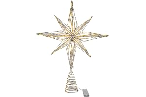 Upplyst Julgranens Toppstjärna Med 20 LED-lampor, Glittrande Ihålig
