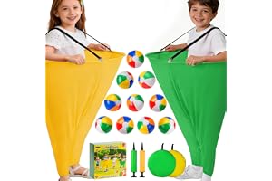19 st Granny Pants Yard Game, Roliga kasta utomhusspel för barn 4+ | 2 gigantiska byxor (80 x 61 cm), 10 uppblåsbara bollar och 2 luftpumpar, skratt-högt kasta kul för familjefest jul karneval
