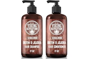 Viking Revolution - Mens Shampoo And Conditioner - 2 x 500 ml - Natural Shampoos with Jojoba Oil and Biotin - Sandalwood Shampoo Men