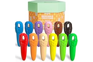 JAR MELO Mess Free Crayons for Toddlers, 12 Colors Baby's First Washable Crayons with 108 FREE Coloring Books PDF Pages, Big Large Crayons for Kids Ages1-3,2-4,4-8 Keep Kids Busy Coloring Gifts