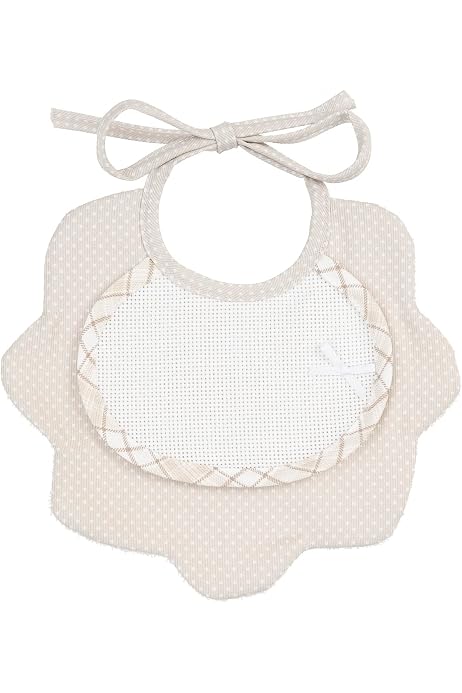 Babero Bordable Para Bebé - 18x18 Cm - Tela Aida Para Punto De Cruz - 100% Hecho En Italia - Color Cielo