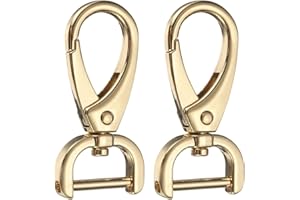 QUARKZMAN 2 Stück Abnehmbarer Karabinerhaken Schwenkbarer Karabiner 5/8" D-Ring mit Schwenkbarem Hummerkrallenverschluss für Taschengurt Schlüsselanhänger Tasche DIY Handwerk, Gold