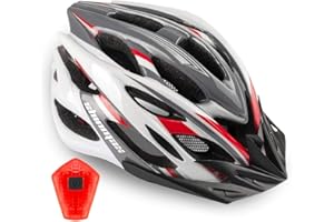 Shinmax Casque Velo Homme Femme Casque Vélo avec LED Lampe de Sécurité Protection Casque VTT et VTC avec Visière Amovible pour Adultes Casque Cyclisme pour Montagne Route Réglable Taille
