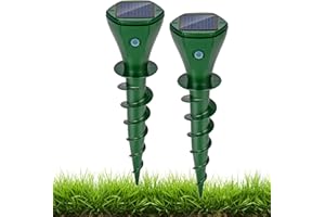 Glovios Ahuyentador de Topos Solar 2 Piezas Ahuyentador de Moles Ultrasónicos Repelente de Topos Efectivo, Solar Repelente de Ratas y Ratones Jardin (2)
