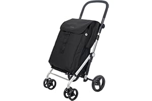 Carlett-Carrello della Spesa,Trolley da Supermercato Pieghevole,4 Ruote Resistenti alla Pioggia, grande Capacità di 32 kg,Borsa Principale da 64L, Borsa Termica da 10,5L e Tasca Posteriore-Colore Nero