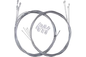 Hotop 2 Set Road Bike Brake Cable Bicycle Gear Cable Wire and Caps Set (2 Set Road Bike Brake Cable Style B)