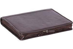 A1 FASHION GOODS Zip Around Folio Leather Folder A4 Binder Organiser Underarm Conference Bag Brown A190