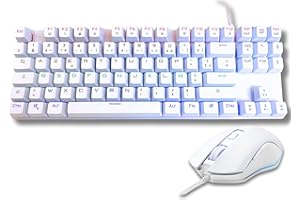 ‎THE G-LAB The G-Lab Combo Mercury – Set mit mechanischer Gaming-Tastatur und Maus, programmierbar, mechanisch, Tkl, RGB, Switch Red, Azerty- Gaming-Maus, RGB, 6 Tasten, 7200 DPI [Weiß]