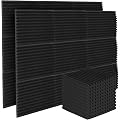 𝐅𝐨𝐠𝐦𝐢𝐞𝐚 Panneaux Acoustiques en Mousse, 24 Pièces, Absorbeurs de Son Haute Densité 30 × 30 × 2,5 cm pour Maison, Studio d’Enregistrement et Décoration Gaming, Rainure Triangulaire