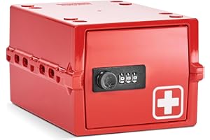 Lockabox Mini™ | Small Medicine Lock Box with Combination Lock (3L) | Mini Medical Lock Box For Tablets, Creams & Medical Pens | Discrete & Hygienic (Medi Red)