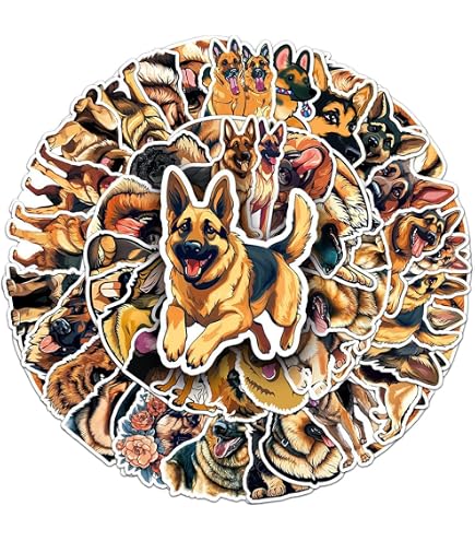 DV DESIGN Aufkleberbogen Deutscher Schäferhund – A5, Vinyl, Glänzend, 100 µm