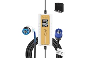 RamTouch Cargador Coche Eléctrico (7,4 kW, 6,5 m, Tipo 2, CEE 32A) - Cargador Vehículo con Corriente Ajustable 6A-32A, Carga Diferida/Programada, Cable de Carga Tipo 2 para Híbridos y Eléctricos