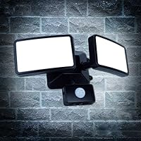 20W LED Strahler mit Bewegungsmelder einstellbar,LED Außenstrahler Dual-Kopf,IP65 Wasserdicht,1600lm,6000K…