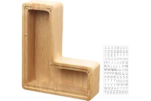 PIPIHOME Letras personalizadas de madera hucha de madera hucha alfabeto personalizado hucha de madera personalizada para niños niños niños caja de dinero moneda niñas adultos (L)