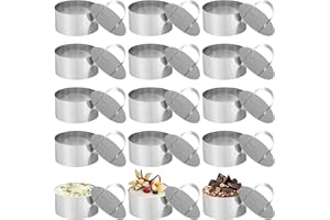 APACALI 16 anillos de postre y alianzas, anillos para hornear de 8 cm con empujador, anillo para tartas pequeño de 8 cm, anillos redondos para tartas, anillos de postre para manualidades, postres y