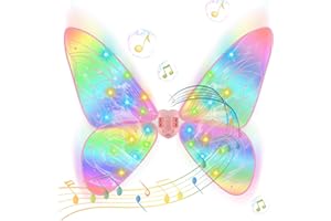 Bestcool Alas de Hada Eléctricas para Niñas, Alas de Angel con Música Luz LED Correa Ajustable al Hombro Niña Alas de Mariposa Juego de Princesa Regalos Cumpleaños para Niños Fiesta de Navidad